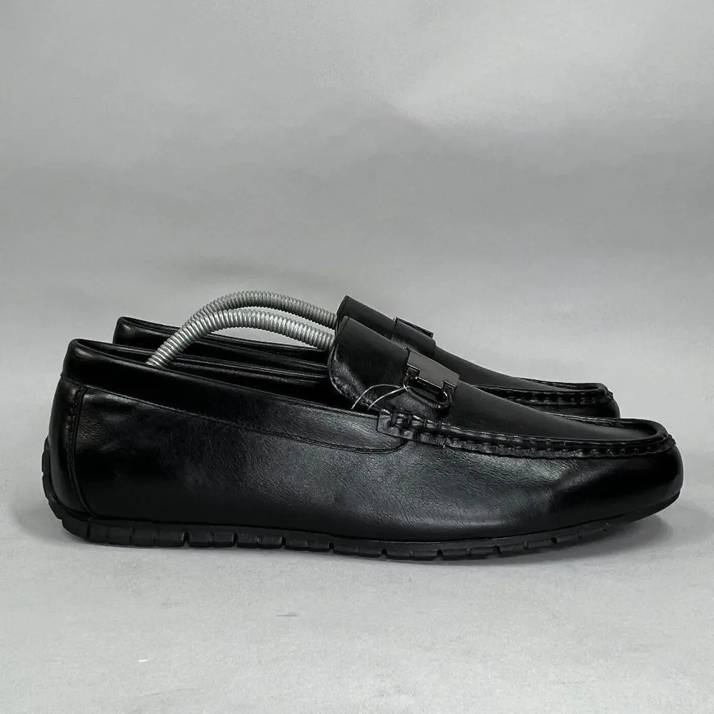 Van Heusen‎ Rail Driving Loafers Men's Size 11 Black Leather Slip On Dress Shoes
